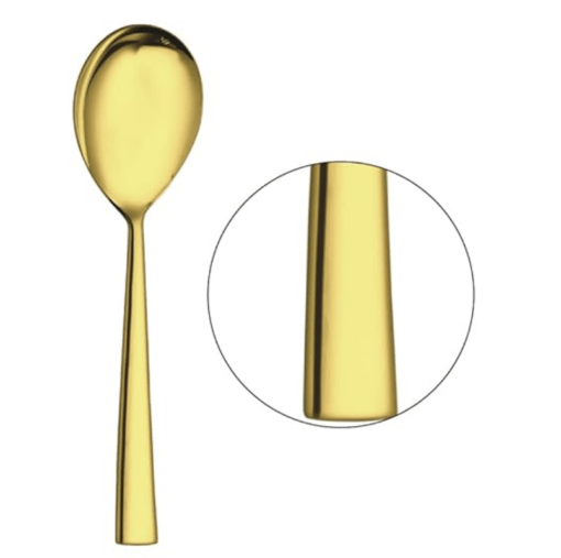 Shri & Sam Stainless Steel Lotus Plain Gold PVD Coating Serving Spoon,2 Pieces - Image 2